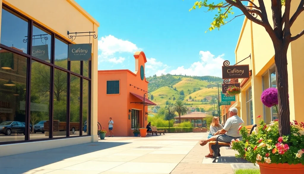 Explore Clarksburg ca with a picturesque view of lively street life and charming storefronts.