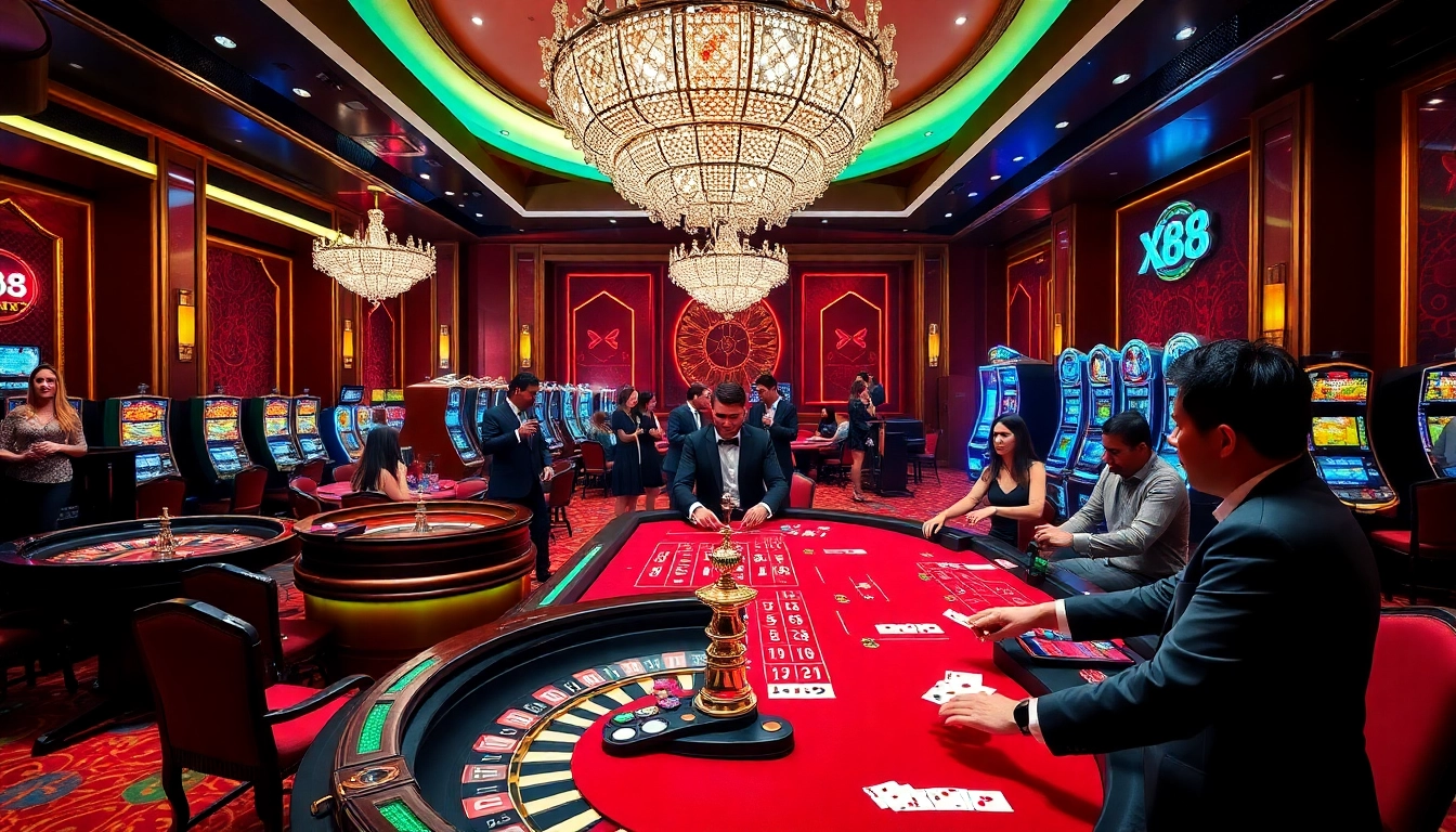 Experience the excitement of gambling at X88 with vibrant casino tables and interactive play.