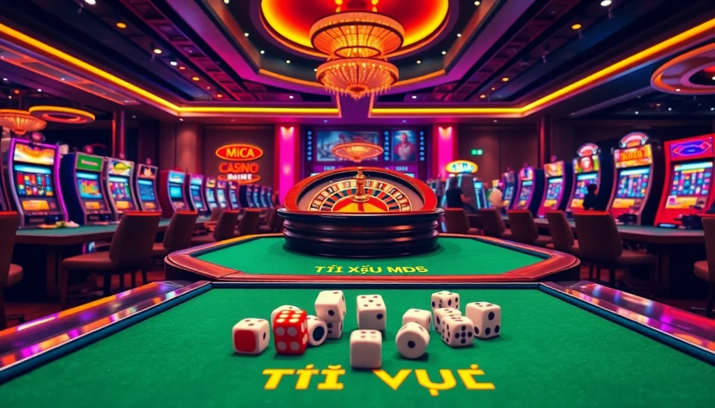Experience the excitement of gambling at https://taixiumd5.fan/ with vibrant dice and casino tables.