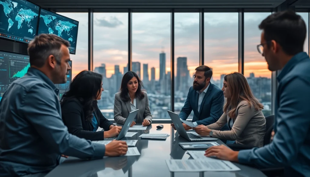 Examine national security risks with analysts collaborating in a modern office.