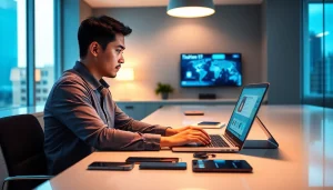 专业用户在现代笔记本上连接快连 VPN，展示无缝的互联网安全。