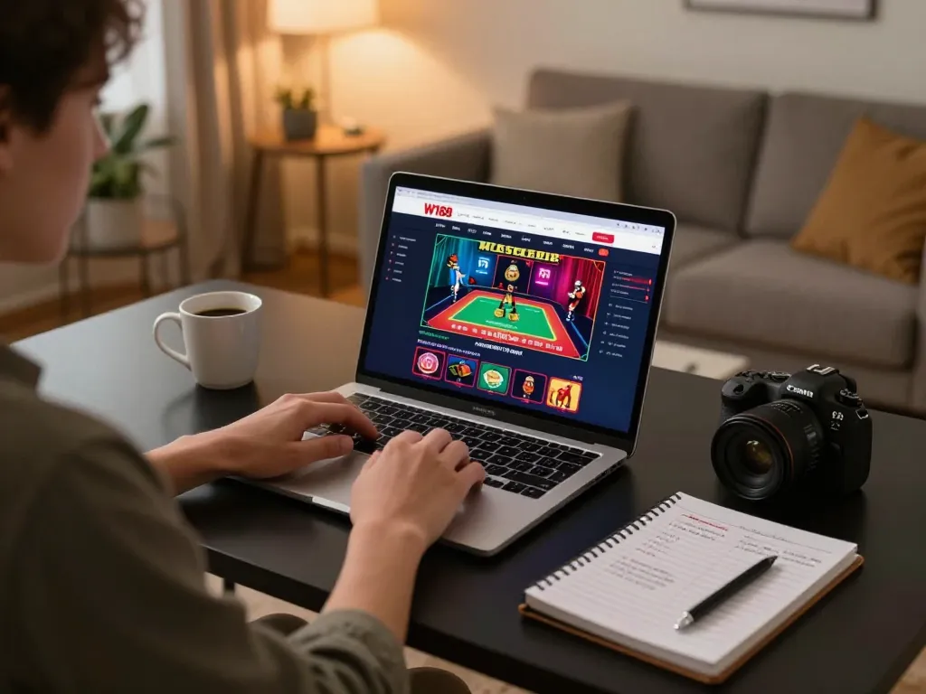 Engaging in online casino gameplay at W188, showcasing a player immersed in strategic betting.